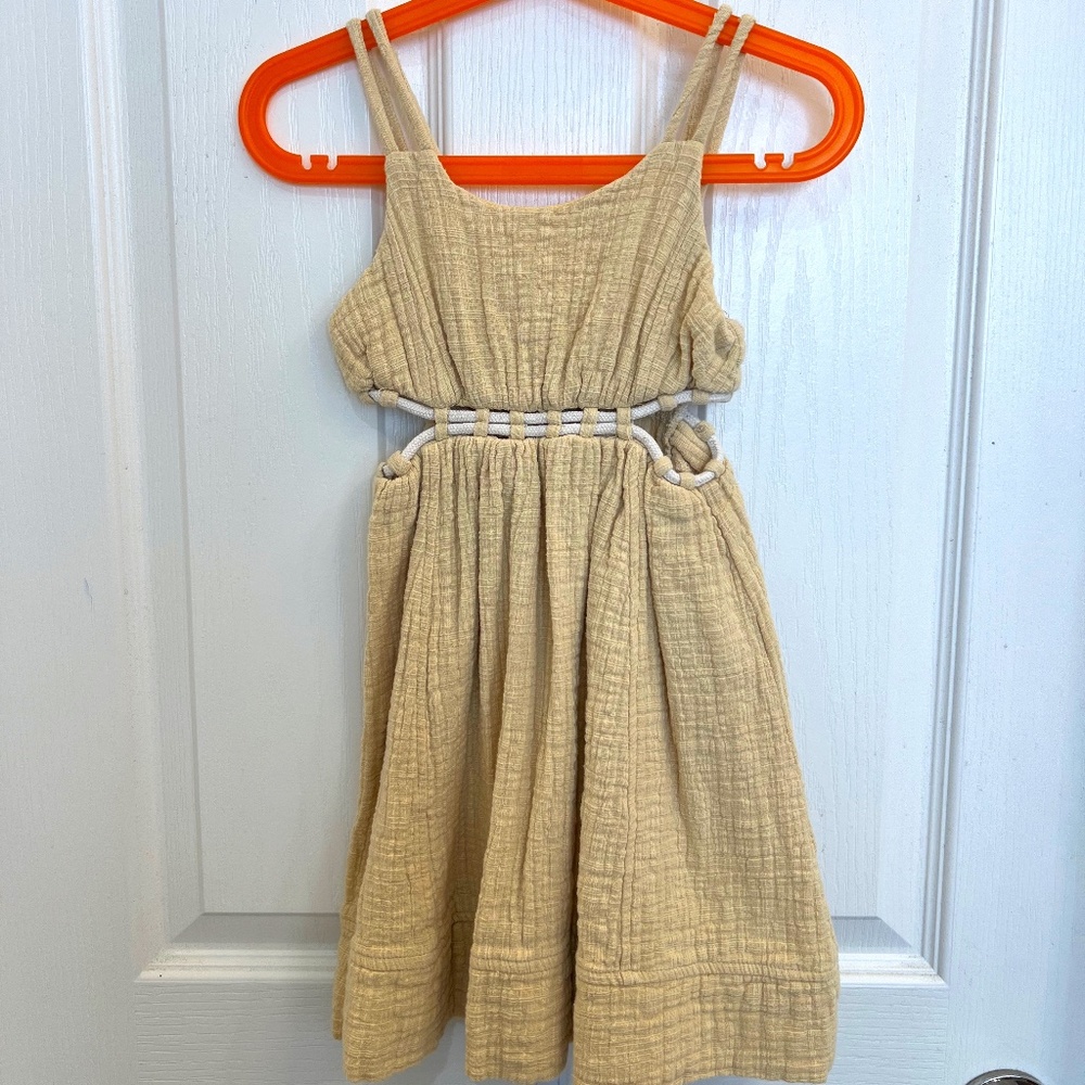 Zara Burlap Open Sides little Girl Dres Size 6